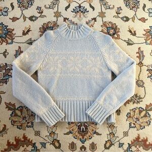 FROST Lambswool Light Blue Turtleneck Sweater - Nordic Snowflake